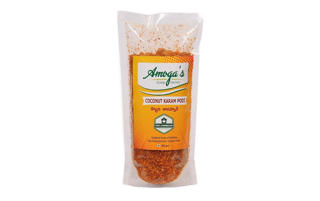 Amoga's Pickles Factory Coconut Karam Podi    Pack  200 grams